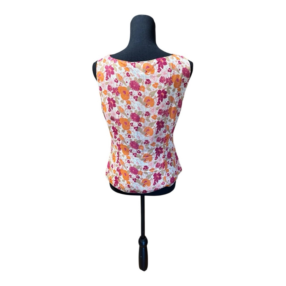 Ann Taylor top featuring a floral pattern with pink and orange colors. Size PM - Picture 6 of 8